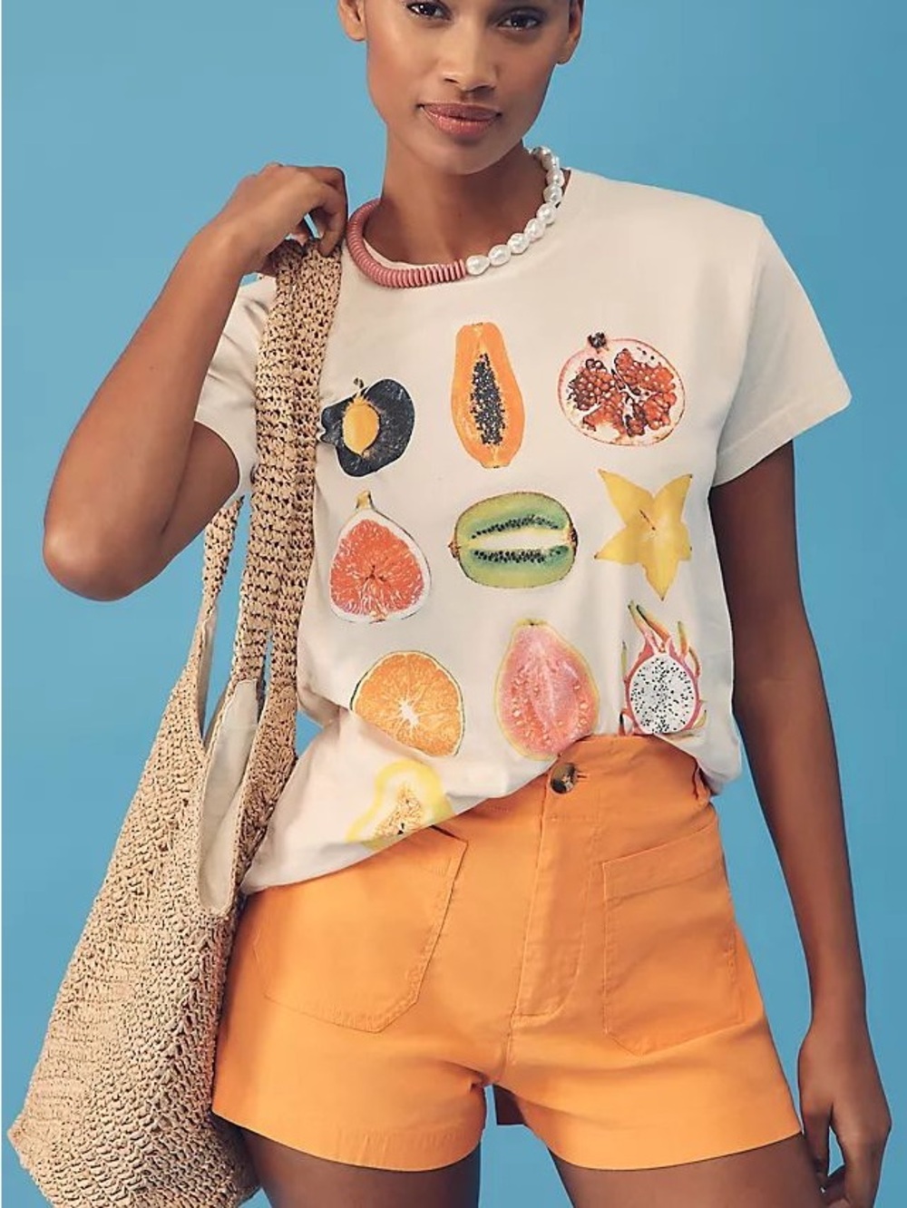 NWT Anthropologie Letluv Fruit Graffic Tee Xl